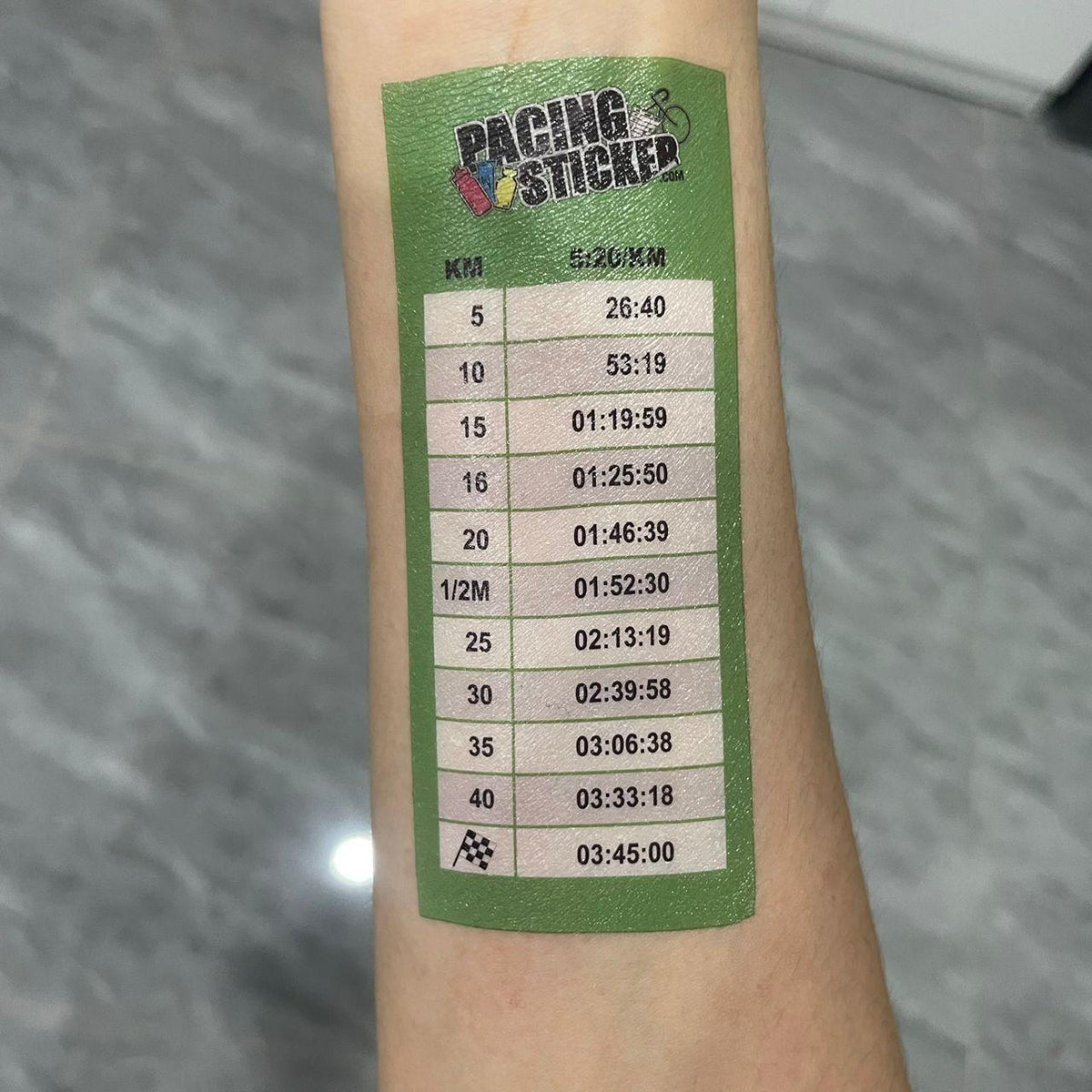 Marathon Pacing Tattoo