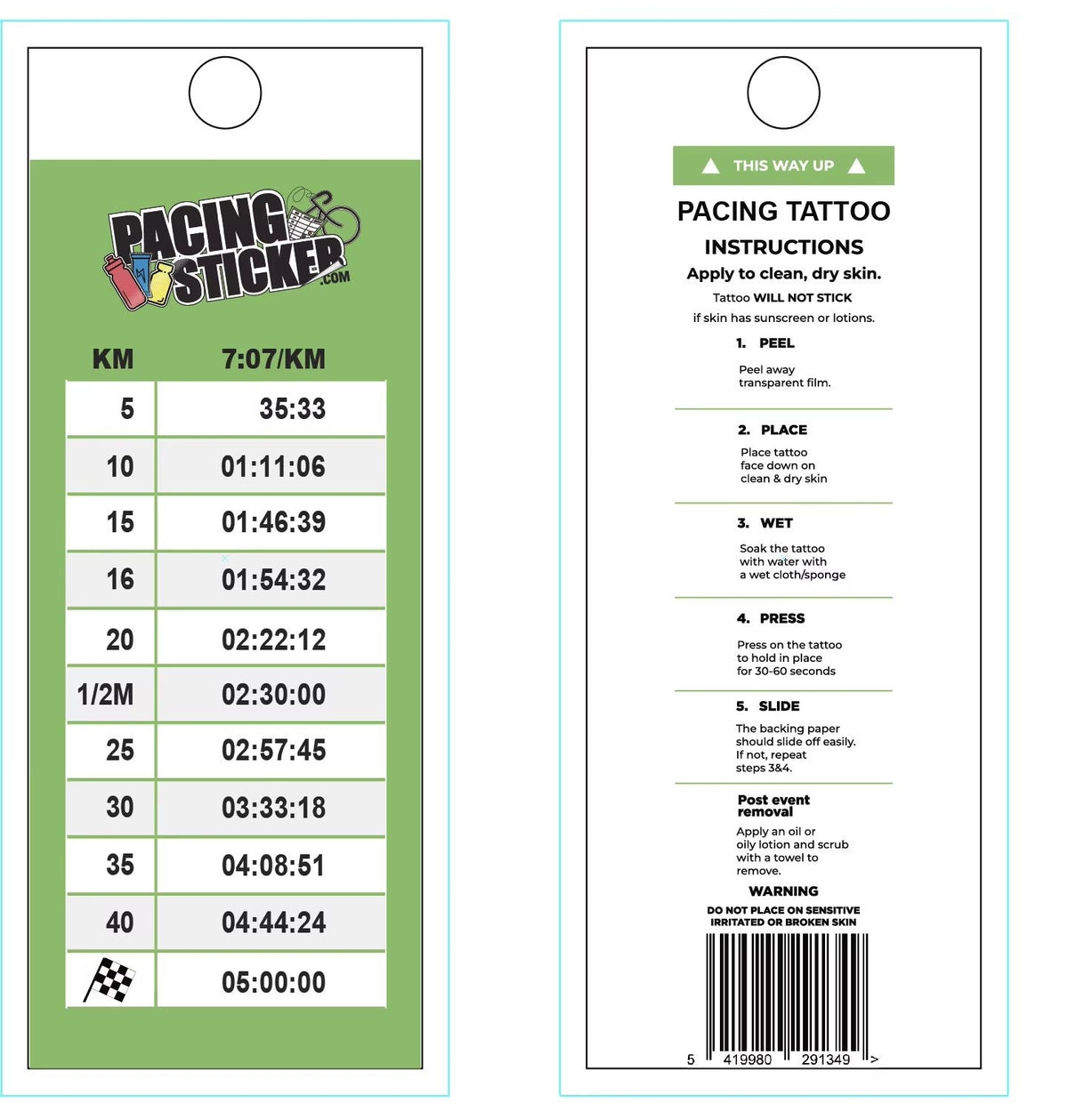 Marathon Pacing Tattoo